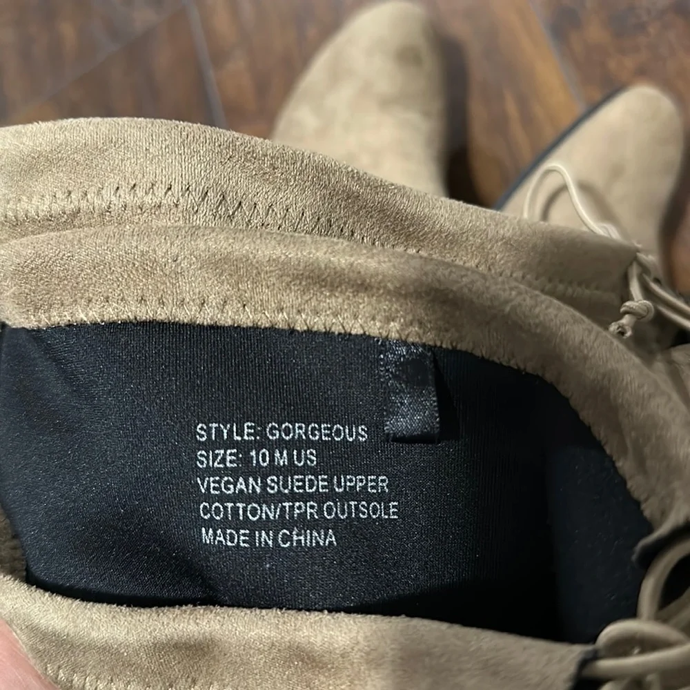 NWOT Tan Soft Elastic Tie Up Over The Knee Heel Boots